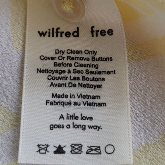 Yellow/White Leaf Print Viscose Button-Up Aritzia Wilfred L - Picture 7 of 10